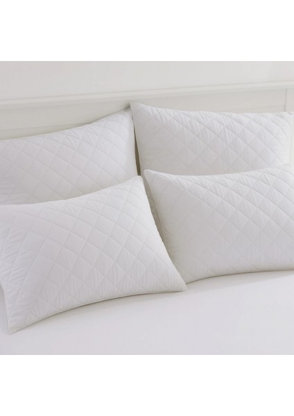 Yastık Alezi Seti Pamuklu 4’lü Kapitone Yastık Koruyucu Beyaz fırsatları