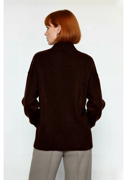 Kadın Oversize Kesim Dik Yaka Reglan Kol Düz Gri Triko Kazak Kışlık Günlük Giyim Için Ideal Seçim fırsatları