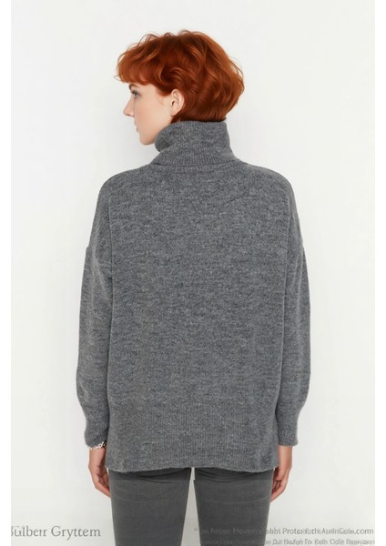 Kadın Oversize Balıkçı Yaka Düşük Kol Triko Kazak Kışlık Soğuk Hava Şıklığı Rahat Giyim Kaliteli fırsatları