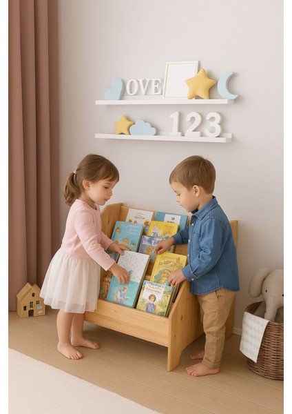 Anka Montessori Ahşap Yer Kitaplığı Çocuk Odası Kitap ve Oyuncak Düzenleyici fırsatları