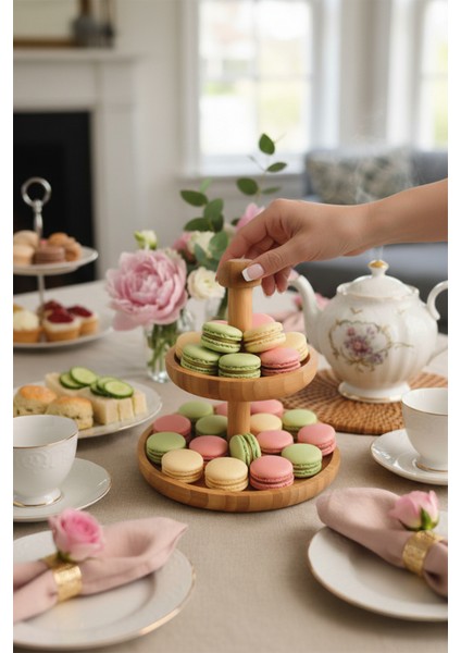 Zeyn 2 Katlı Sunum Tabakları Doğal Renkli Tasarım 17 x 20 cm Zarif Desen fiyatları