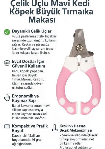 Wf Çelik Uçlu Pembe Kedi Köpek Büyük Tırnak Makası CIN312PM fırsatları