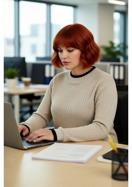 Kadın Akrilik Fitted Kesim Dik Yaka Fitilli Triko Kazak Standart Kol Günlük Rahatlık Için Ideal fırsatları