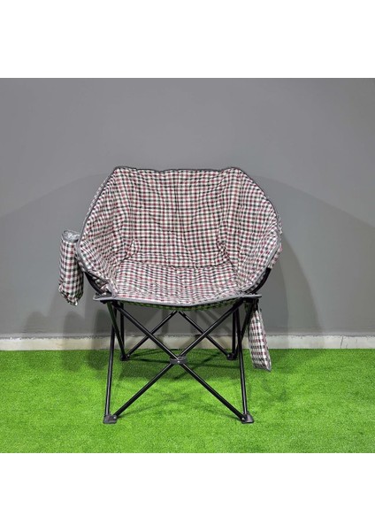 Balcony Comfort Katlanabilir Kamp Sandalyesi Kare Desenli