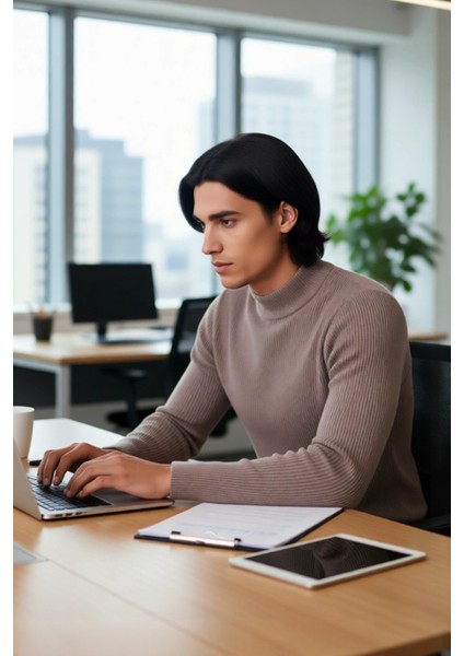 Erkek Dik Yaka Uzun Kol Fitilli Dar Kalıp Triko Kazak Kış Sezonu Için Modern ve Konforlu Stil fırsatları