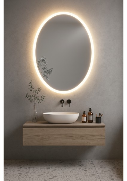 Oval Halo LED Işıklı Ayna – Modern Minimal Banyo ve Duvar Aynası modelleri