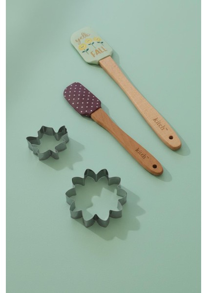 4 Lü Silikon Kurabiye Kalıplı Spatula Seti