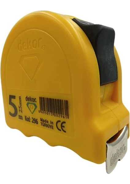 Şerit Metre 5m x 25 mm - Kod 296 - Sarı Seri
