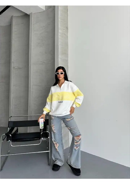 Yarım Fermuar Ikı Renklı Sweat