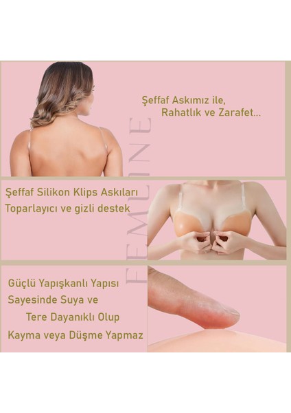 Yapışkan Silikon Sütyen - Klipsli Şeffaf Askılı - Dikişsiz - Toparlayıcı - Kaldırıcı modelleri
