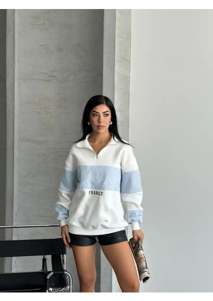 Yarım Fermuar Ikı Renklı Sweat