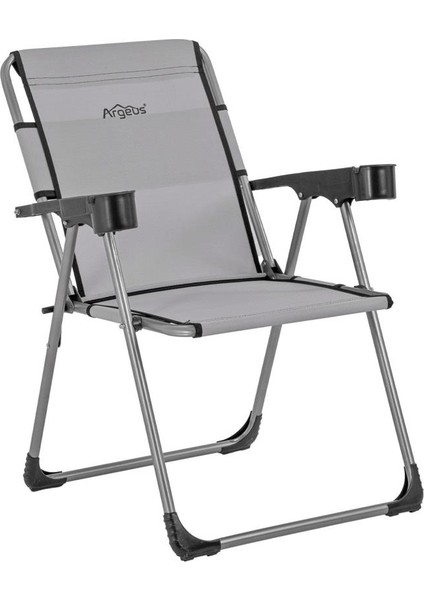 Katlanabilir Piknik ve Kamp Sandalyesi - Bardaklıklı - Rock - Kül Gri (A-14)- 140KG Taşıma