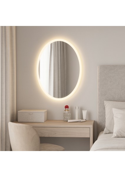 Oval Halo LED Işıklı Ayna – Modern Minimal Banyo ve Duvar Aynası fiyatları