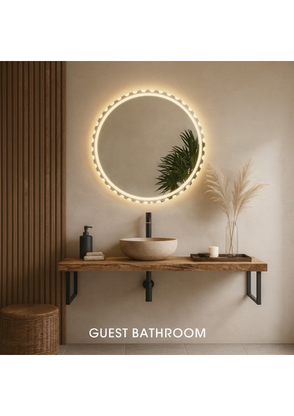 Luna Halo LED Işıklı Yuvarlak Ayna – Modern Lüks Duvar ve Banyo Aynası modelleri