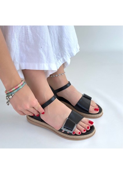 Andana Siyah Cilt Sandalet - Lisinya fırsatları