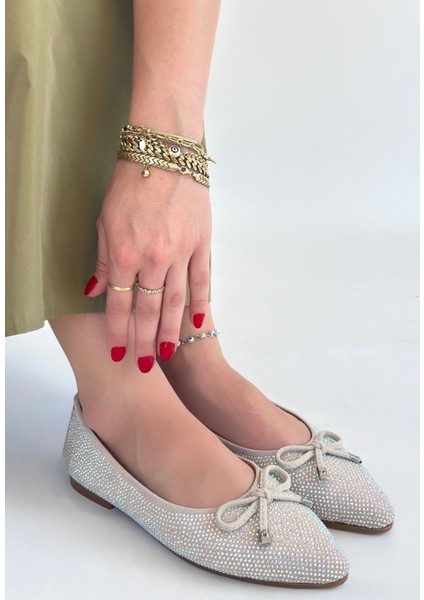 Sarra Bej Saten Işlemeli Babet Ayakkabı - Lisinya fiyatları