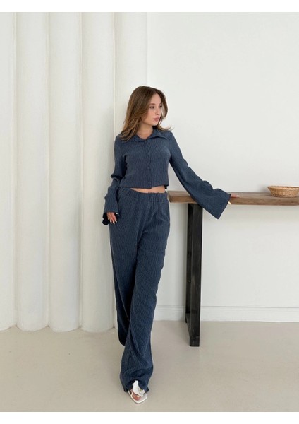 Gömlek Yaka Kaplama Düğmeli Takım Lacivert ST265866 fiyatları