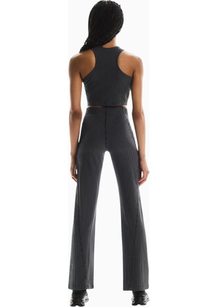 All-Day Ribbed Pants Yüksek Bel Iki Renkli Kadın Pantolon fiyatları