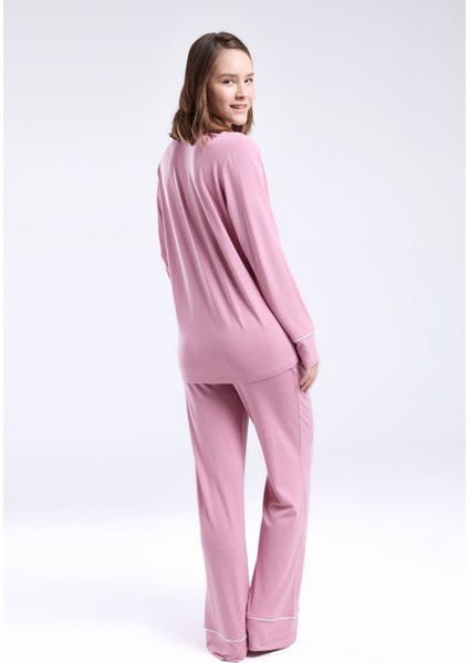 Kadın Gömlek Yaka Önden Düğmeli Pijama TAKIM-8986 modelleri