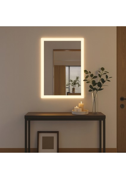 Nova Kare LED Işıklı Ayna – Modern Minimal Dikdörtgen Duvar ve Banyo Aynası