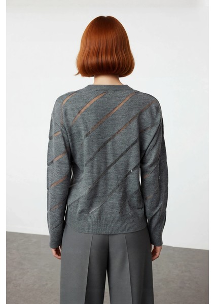 Kadınlara Özel Regular Kalıp Ajurlu Triko Kazak Bisiklet Yaka Düşük Kollu Modern Şıklık Kaliteli fırsatları