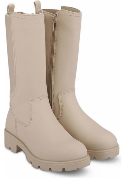 Matmazel Kız Çocuk Bot Fermuarlı - Krem - 31