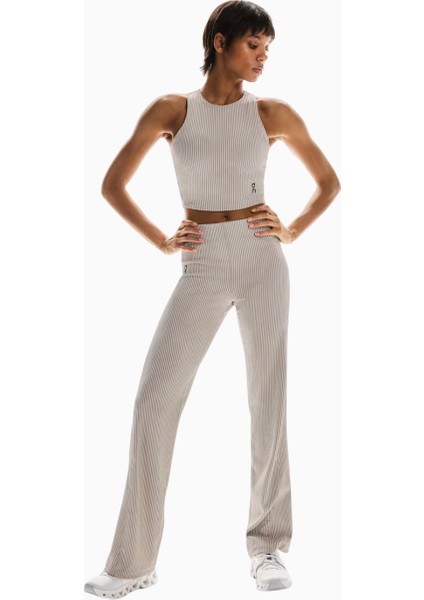 All-Day Ribbed Pants Yüksek Bel Iki Renkli Kadın Pantolon modelleri