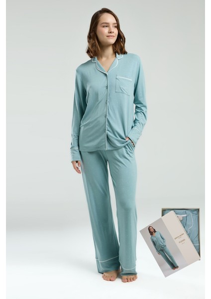 Kadın Gömlek Yaka Önden Düğmeli Pijama TAKIM-8986 fırsatları