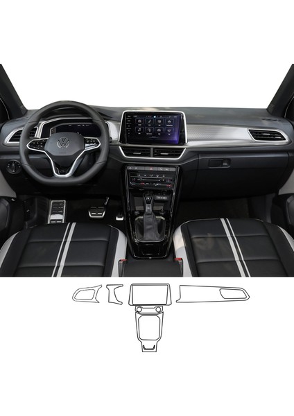 Volkswagen T-Roc Uyumlu Vites Etrafı ve Ön Göğüs Piano Black 6'lı Set Tpu Koruyucu 2022-2025 fiyatları