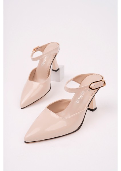 BA04125 Ten Rugan Kadın Önü Kapalı Yan Tokalı Abiye Bohça 9cm Topuklu Terlik - 37 modelleri