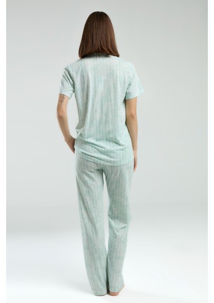 Kadın Yeşil Gömlek Pijama TAKIM-8965 modelleri