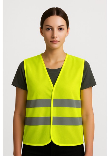 Reflektörlü Fosforlu Sarı Iş Güvenliği Işçi Yeleği