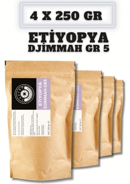Etiyopya Djimmah Gr5 Kahve 1000 Gr. (4X250 Gr)