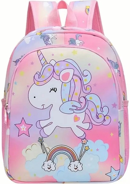 Unicorn Desenli Kız Çocuk Okul ve Günlük Sırt Çantası – Pembe
