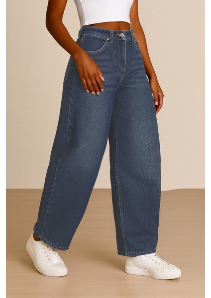 Kadın Yüksek Bel Baggy Skater Jean