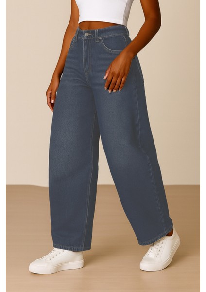 Kadın Yüksek Bel Baggy Skater Jean