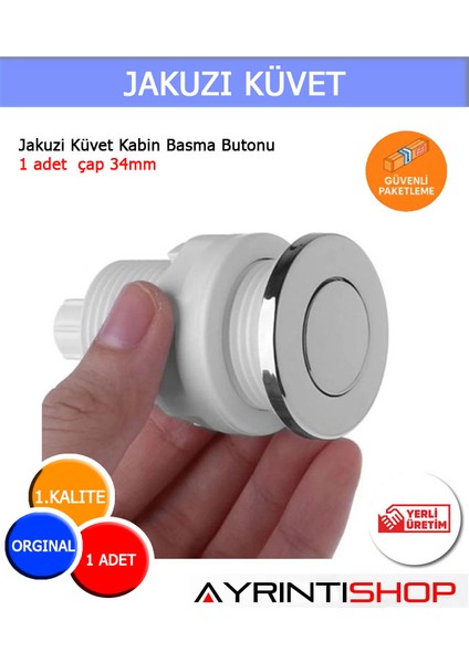 Ayrıntıshop Jakuzi Hava Buton Düğmesi Krom