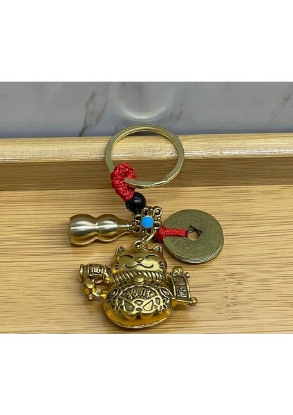 Metal Şans ve Bereket Kedisi Anahtarlık ALK4467 - Lisinya