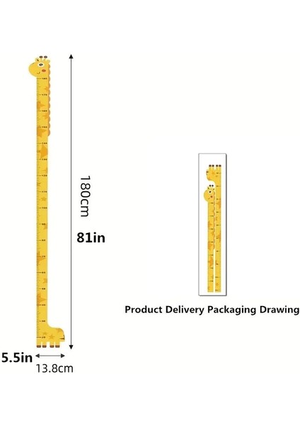 Sevimli Sarı Zürafa Yeşil Dinazor Deniz Kızı Roket Ağaç Boy Ölçüsü Sticker ( Lisinya )