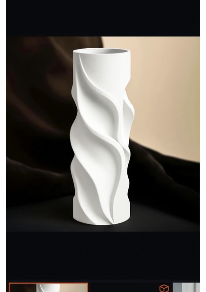3D Baskı Beyaz Dekoratif Vazo – 15 cm fiyatları