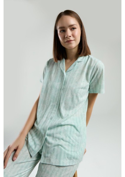 Kadın Yeşil Gömlek Pijama TAKIM-8965 fiyatları