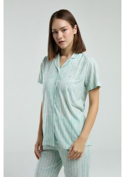 Kadın Yeşil Gömlek Pijama TAKIM-8965 fırsatları
