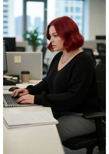 Kadın Büyük Beden V Yaka Kalın Triko Kazak Düz Akrilik Selanik Dokuma Kışlık Şık Seçim Kaliteli fırsatları