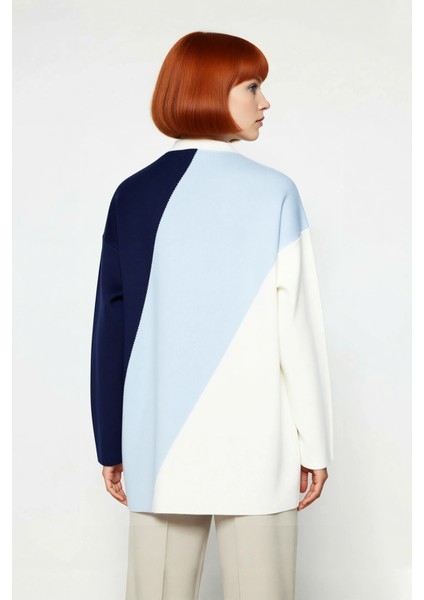 Kadınlara Özel Relaxed Fit Dik Yaka Renk Bloklu Triko Kazak Günlük Giyim Için Ideal Seçim Kaliteli fiyatları