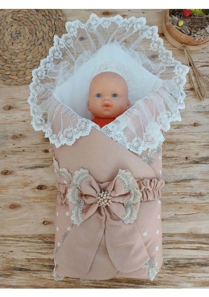 Yenidoğan Pamuk Papatya Desenli Trilüks Unisex Kundak Bebek Battaniyesi Kahverengi fiyatları