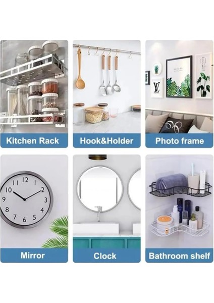 Ultra Güçlü Kendinden Yapışkanlı 8 Adet Şeffaf Askı Vida Askı Toblo Askı Banyo Mutfak Askısı modelleri
