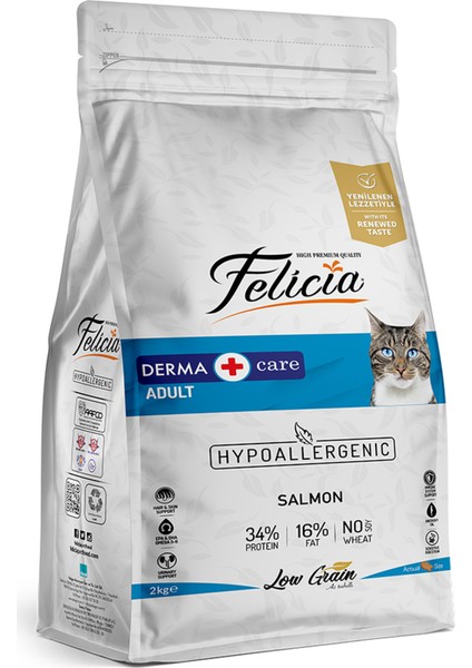 2 kg Yetişkin Somonlu Az Tahıllı Hypoallergenic Kedi Maması