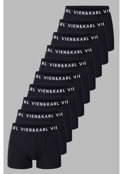 Erkek Siyah 10'lu Paket Düz Likralı Boxer Şort modelleri