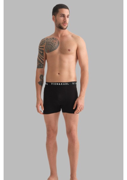 Erkek Siyah 10'lu Paket Düz Likralı Boxer Şort indirimleri