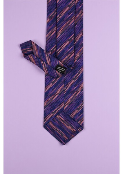 Çizgili Mor Kravat & Mendil modelleri